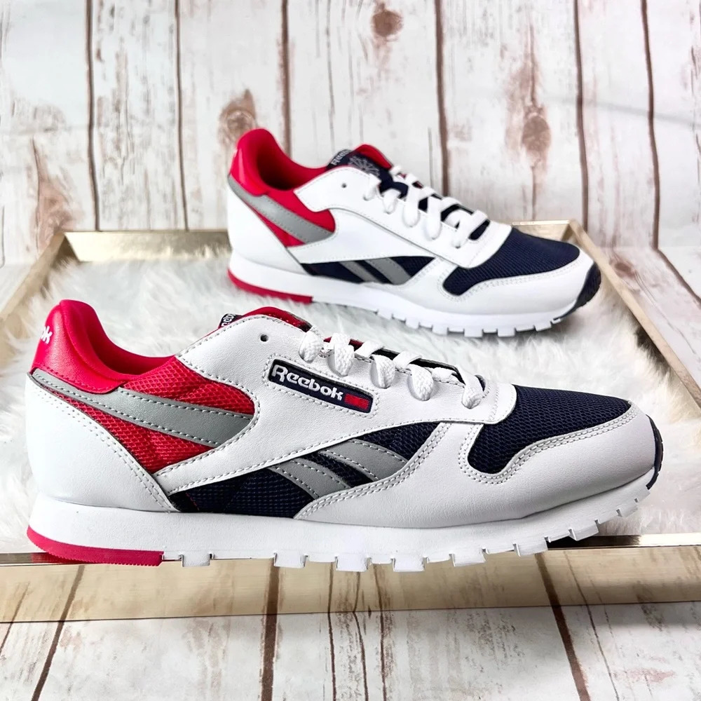 New Reebok Classics Junior Leather Colour Block Sneakers